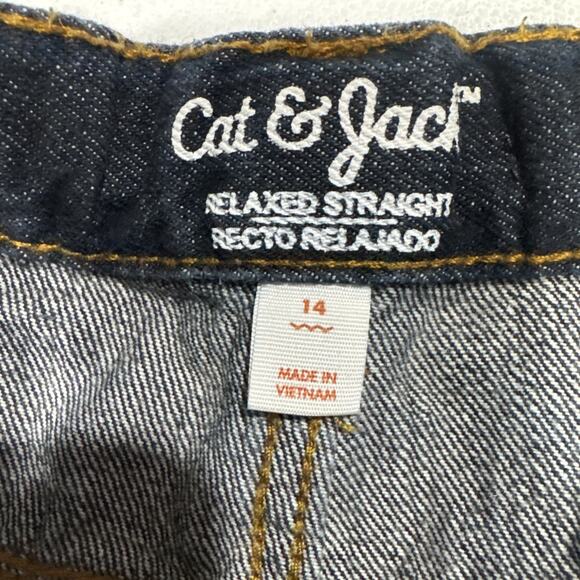 Cat & Jack Boys Relaxed Straight Blue Denim Jeans Size 14 Adjustable Waist - Picture 3 of 10